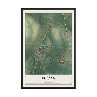 Map of Eubank, Kentucky, 12 x 18 inch print in a black wood frame
