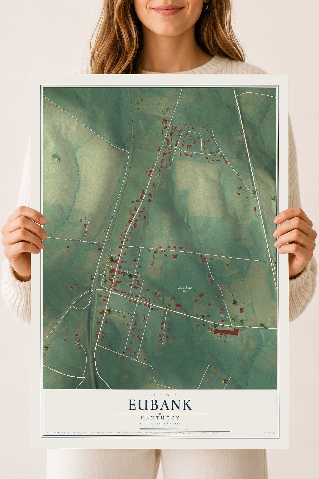 Map of Eubank, Kentucky, 18 x 24 inch unframed archival matte print