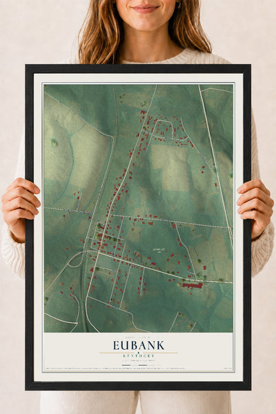 Map of Eubank, Kentucky, 18 x 24 inch print in a black wood frame
