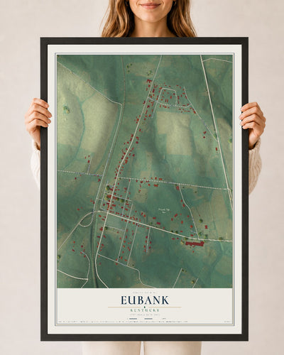 Map of Eubank, Kentucky, 24 x 36 inch print in a black wood frame