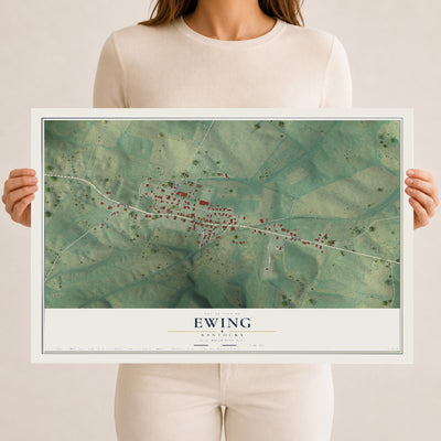 Map of Ewing, Kentucky, 12 x 18 inch unframed archival matte print