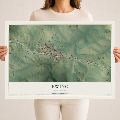Map of Ewing, Kentucky, 18 x 24 inch unframed archival matte print