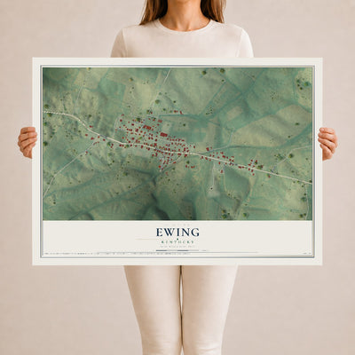 Map of Ewing, Kentucky, 24 x 36 inch unframed archival matte print