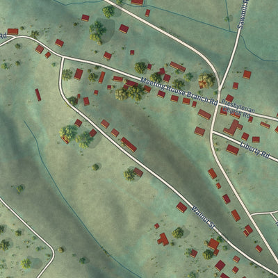 Close-up of the map of Ezel, Kentucky print showing street and building detail