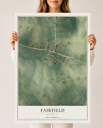Map of Fairfield, Kentucky, 24 x 36 inch unframed archival matte print