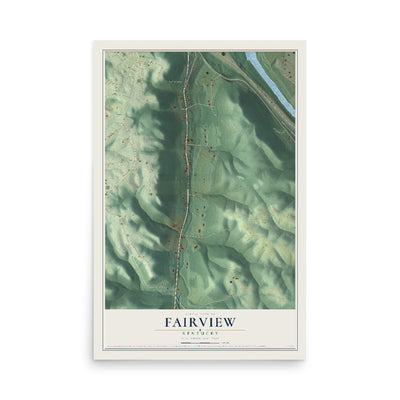 Map of Fairview, Kentucky, 12 x 18 inch unframed archival matte print