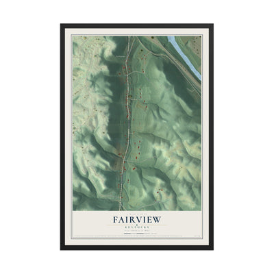 Map of Fairview, Kentucky, 12 x 18 inch print in a black wood frame
