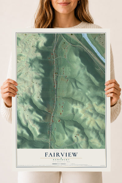 Map of Fairview, Kentucky, 18 x 24 inch unframed archival matte print