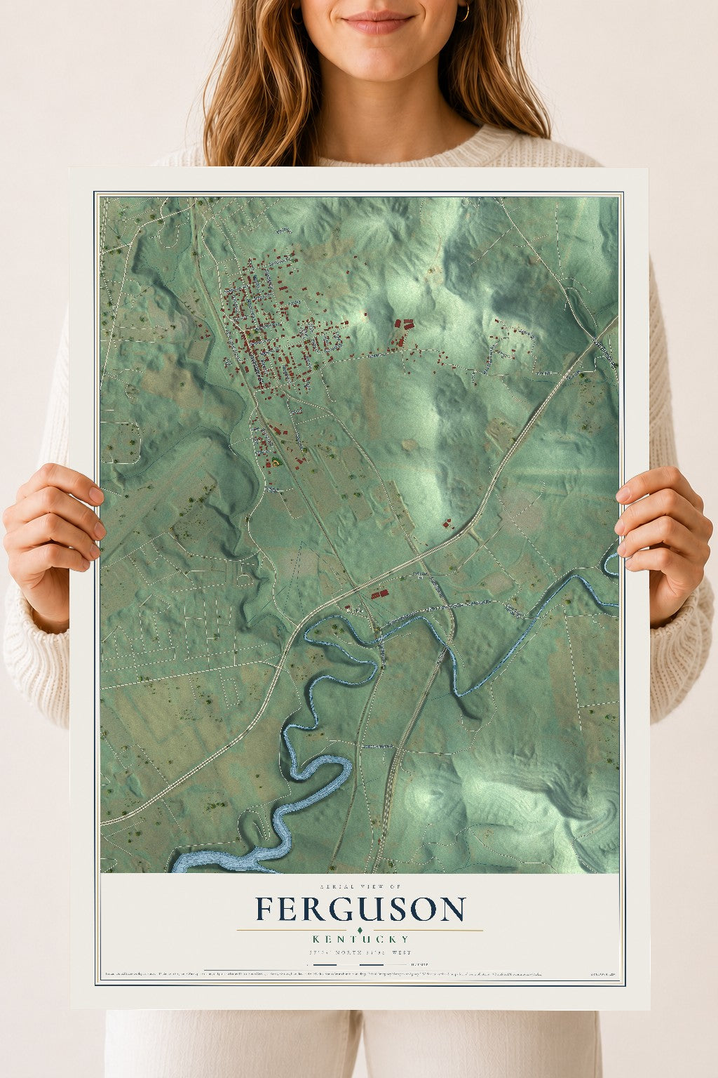 Map of Ferguson, Kentucky, 18 x 24 inch unframed archival matte print