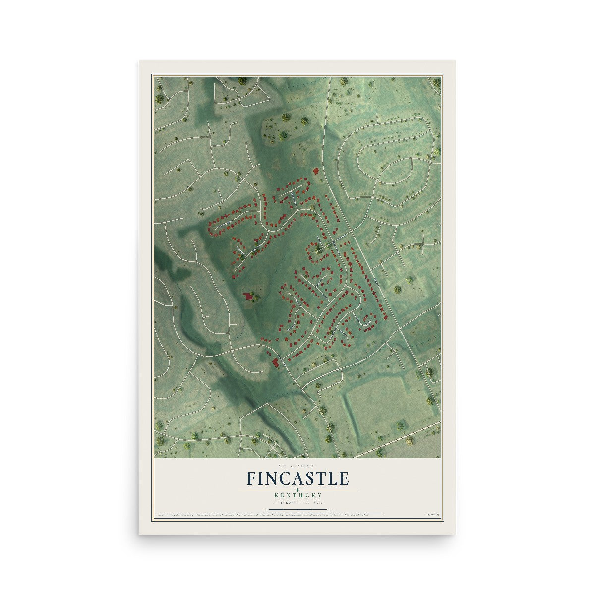Map of Fincastle, Kentucky, 12 x 18 inch unframed archival matte print