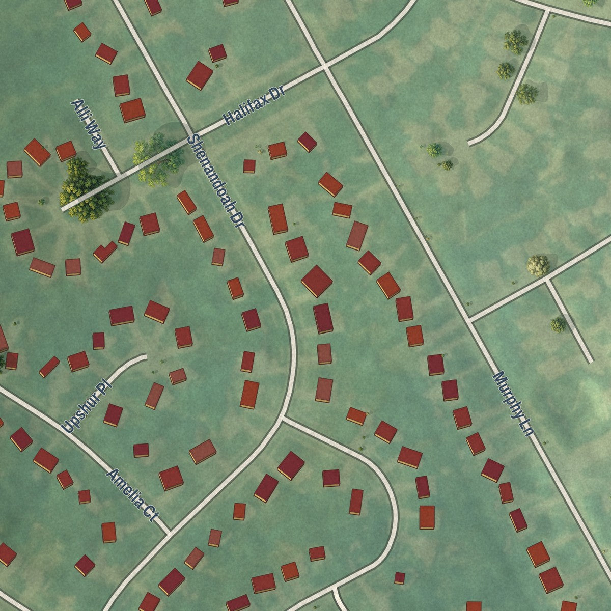 Close-up of the map of Fincastle, Kentucky print showing street and building detail