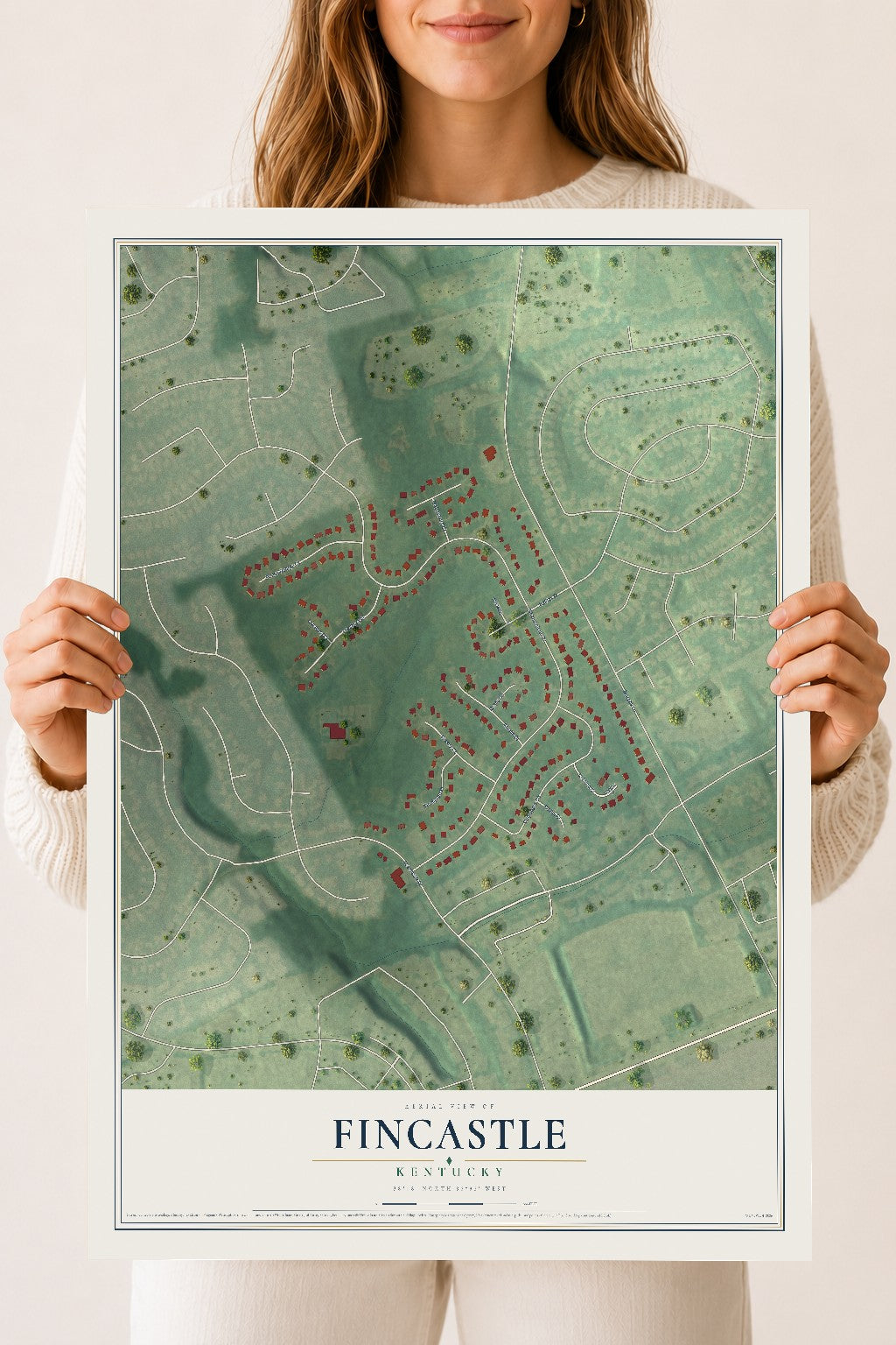 Map of Fincastle, Kentucky, 18 x 24 inch unframed archival matte print