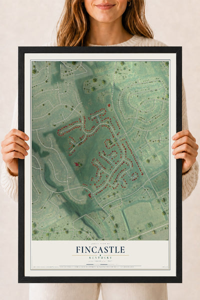Map of Fincastle, Kentucky, 18 x 24 inch print in a black wood frame