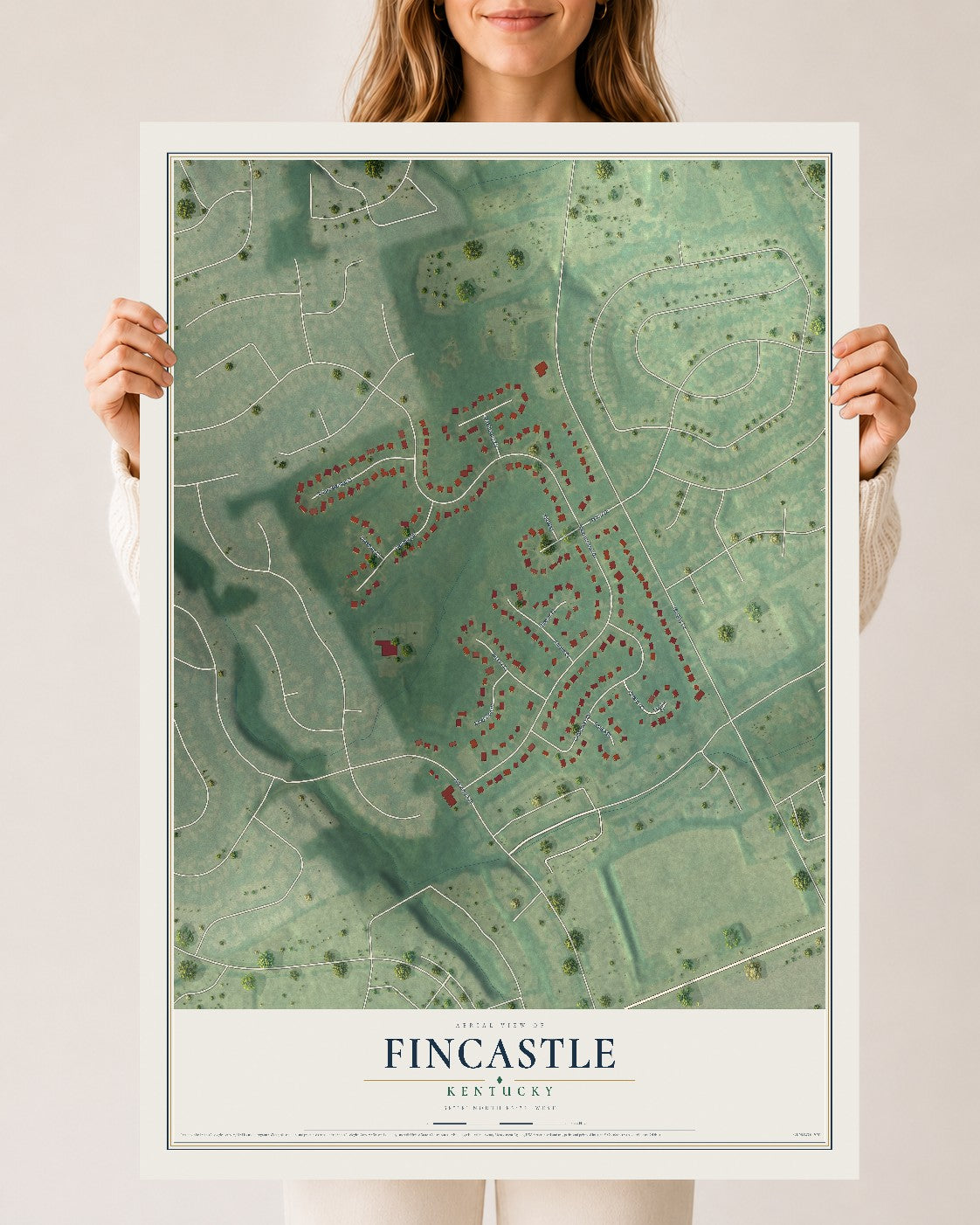 Map of Fincastle, Kentucky, 24 x 36 inch unframed archival matte print