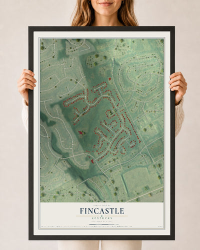 Map of Fincastle, Kentucky, 24 x 36 inch print in a black wood frame