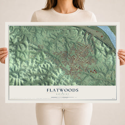 Map of Flatwoods, Kentucky, 18 x 24 inch unframed archival matte print