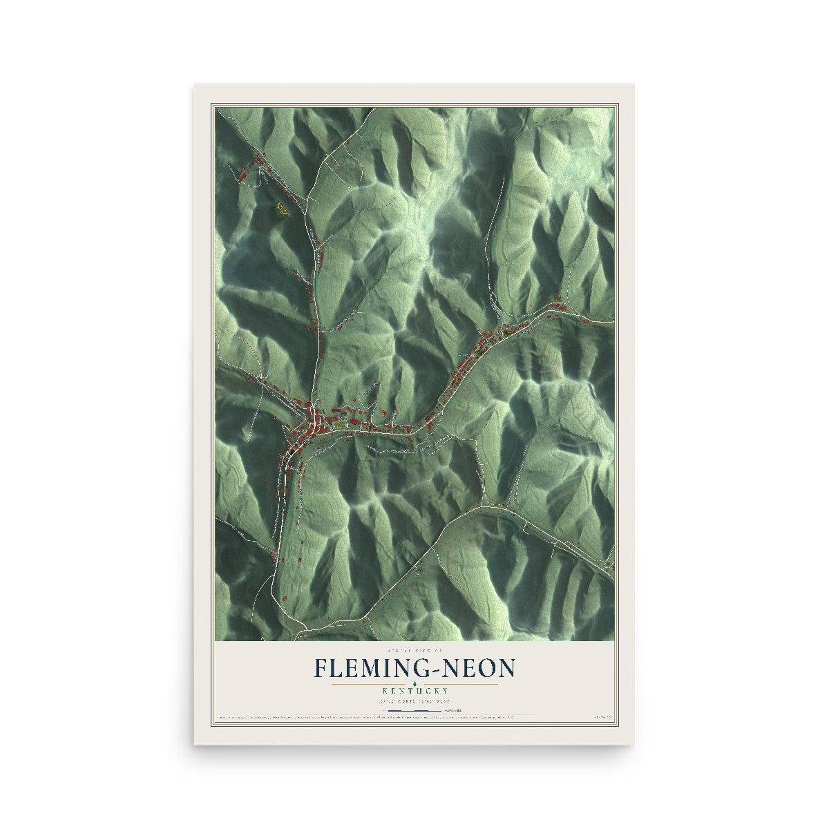 Map of Fleming-Neon, Kentucky, 12 x 18 inch unframed archival matte print