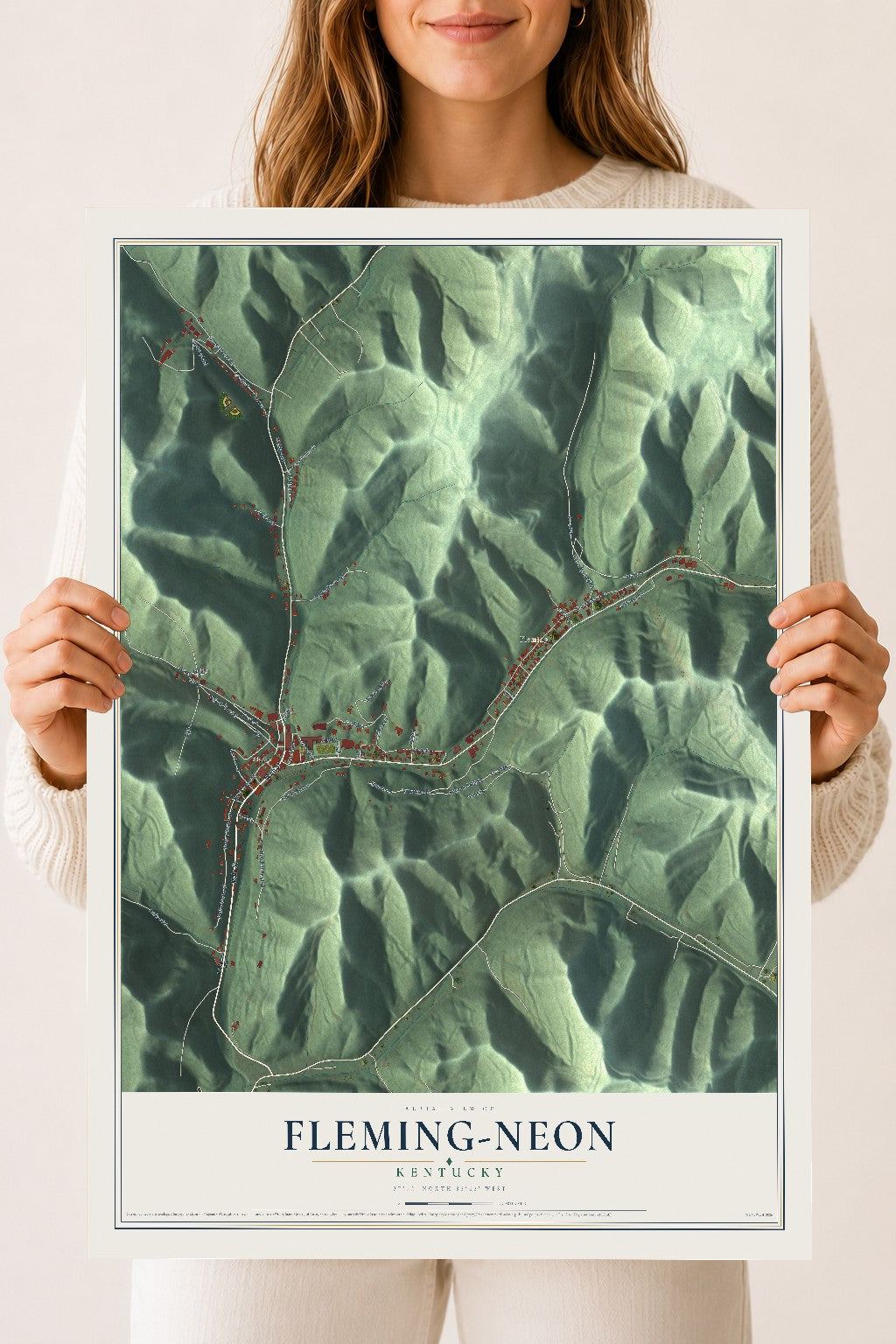 Map of Fleming-Neon, Kentucky, 18 x 24 inch unframed archival matte print
