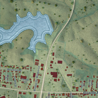 Second close-up of the map of Flemingsburg, Kentucky print showing more streets and buildings