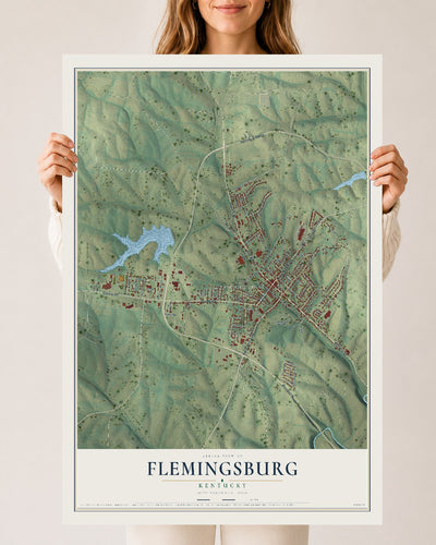 Map of Flemingsburg, Kentucky, 24 x 36 inch unframed archival matte print