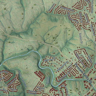 Second close-up of the map of Florence, Kentucky print showing more streets and buildings