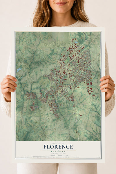 Map of Florence, Kentucky, 18 x 24 inch unframed archival matte print