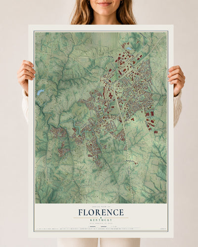Map of Florence, Kentucky, 24 x 36 inch unframed archival matte print