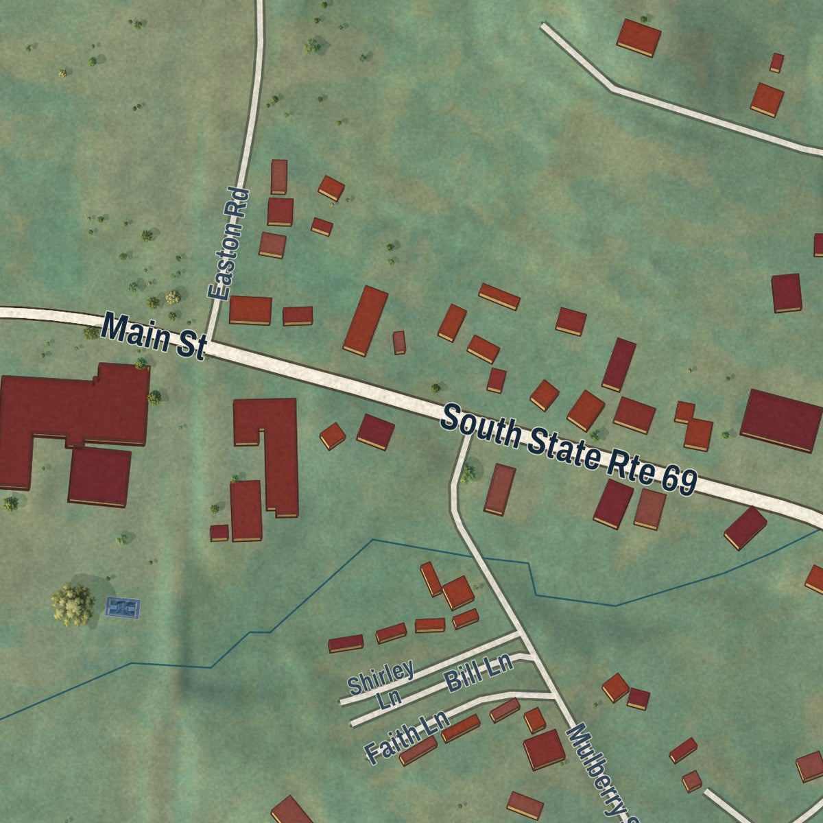 Second close-up of the map of Fordsville, Kentucky print showing more streets and buildings