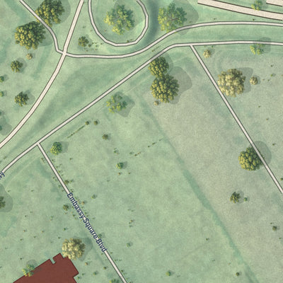 Close-up of the map of Forest Hills, Kentucky print showing street and building detail