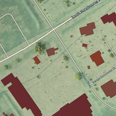 Second close-up of the map of Forest Hills, Kentucky print showing more streets and buildings