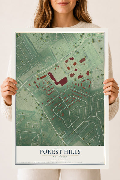 Map of Forest Hills, Kentucky, 18 x 24 inch unframed archival matte print