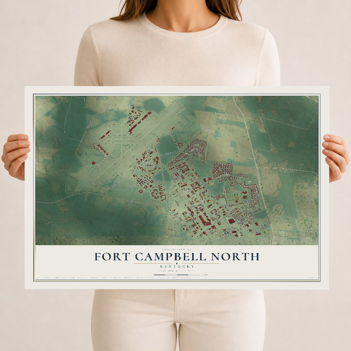 Map of Fort Campbell North, Kentucky, 12 x 18 inch unframed archival matte print