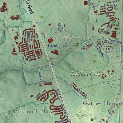 Second close-up of the map of Fort Knox, Kentucky print showing more streets and buildings