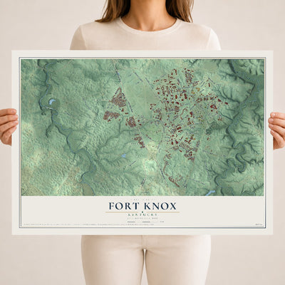 Map of Fort Knox, Kentucky, 18 x 24 inch unframed archival matte print