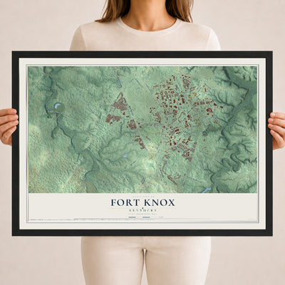 Map of Fort Knox, Kentucky, 18 x 24 inch print in a black wood frame