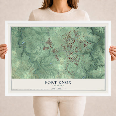 Map of Fort Knox, Kentucky, 18 x 24 inch print in a white wood frame