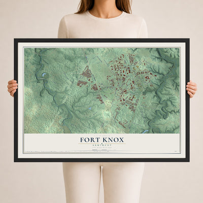 Map of Fort Knox, Kentucky, 24 x 36 inch print in a black wood frame