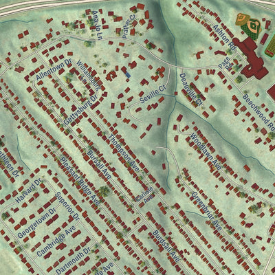 Close-up of the map of Fort Mitchell, Kentucky print showing street and building detail