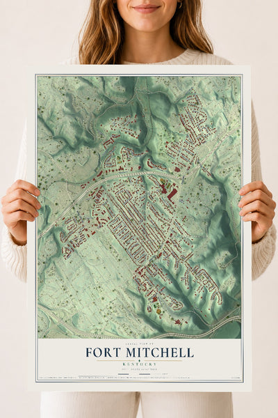 Map of Fort Mitchell, Kentucky, 18 x 24 inch unframed archival matte print