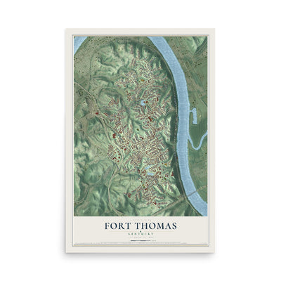 Map of Fort Thomas, Kentucky, 12 x 18 inch unframed archival matte print