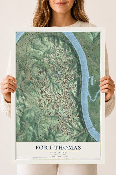 Map of Fort Thomas, Kentucky, 18 x 24 inch unframed archival matte print