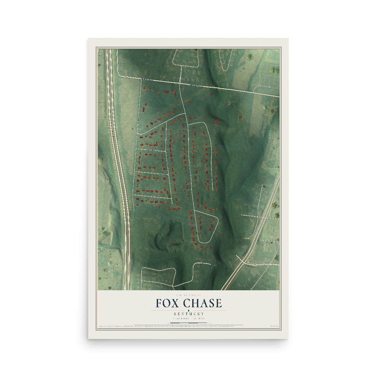 Map of Fox Chase, Kentucky, 12 x 18 inch unframed archival matte print