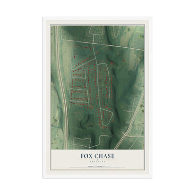 Map of Fox Chase, Kentucky, 12 x 18 inch print in a white wood frame