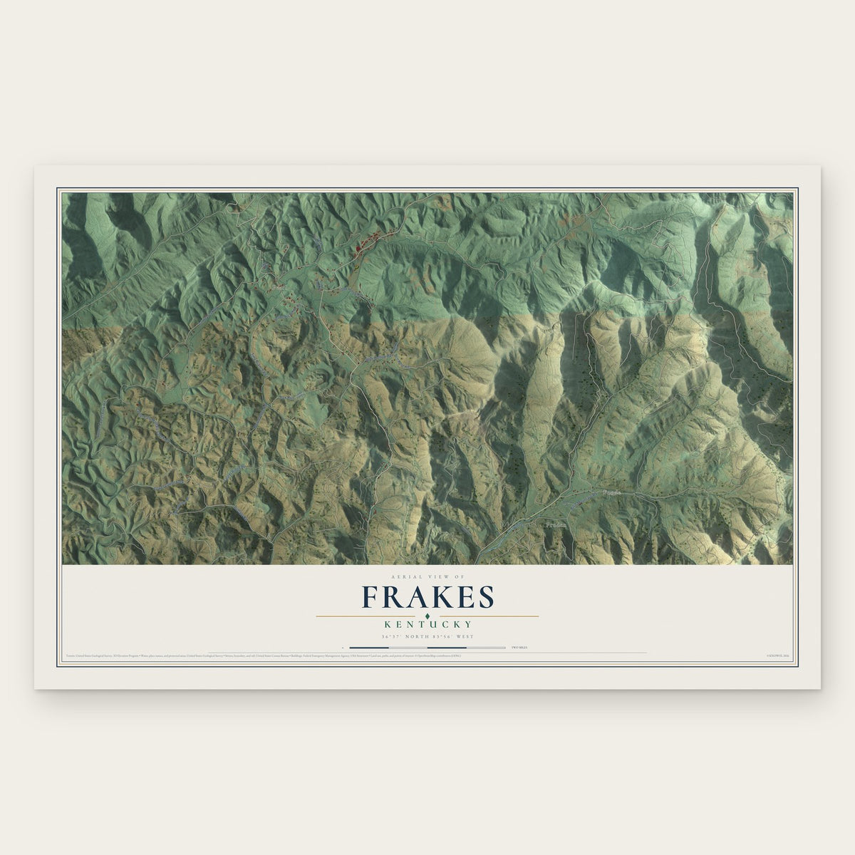 Frakes, Kentucky map print, the full design