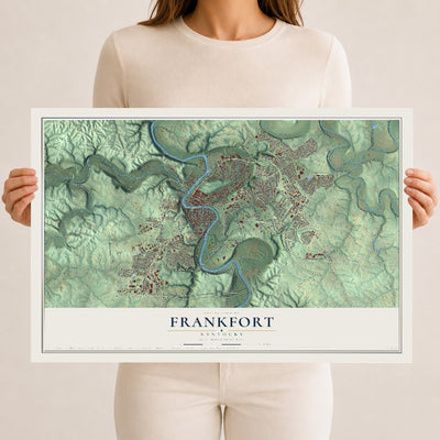 Map of Frankfort, Kentucky, 12 x 18 inch unframed archival matte print