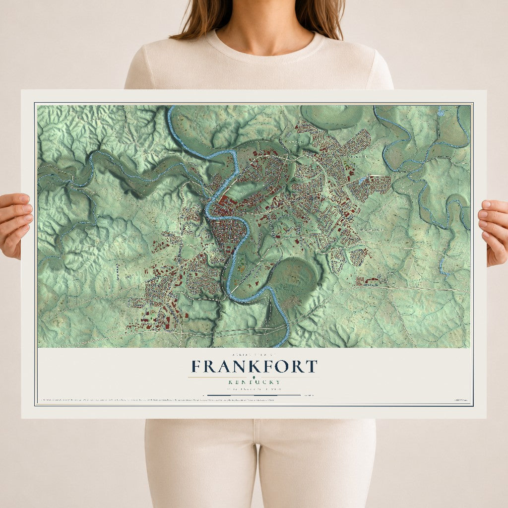 Map of Frankfort, Kentucky, 18 x 24 inch unframed archival matte print