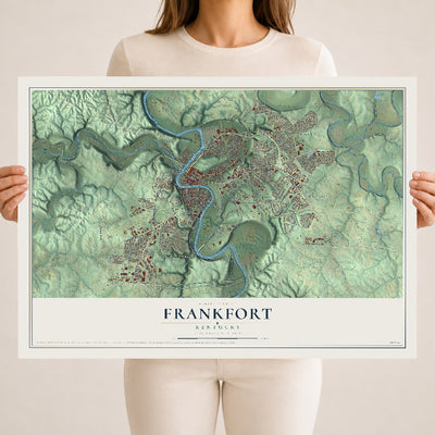 Map of Frankfort, Kentucky, 18 x 24 inch unframed archival matte print
