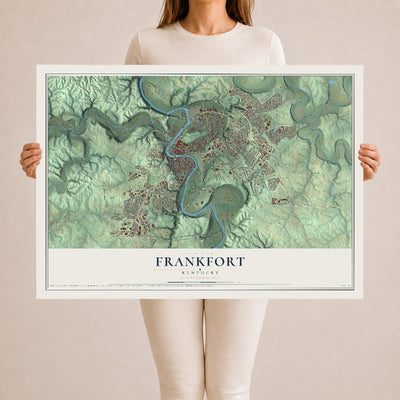 Map of Frankfort, Kentucky, 24 x 36 inch unframed archival matte print