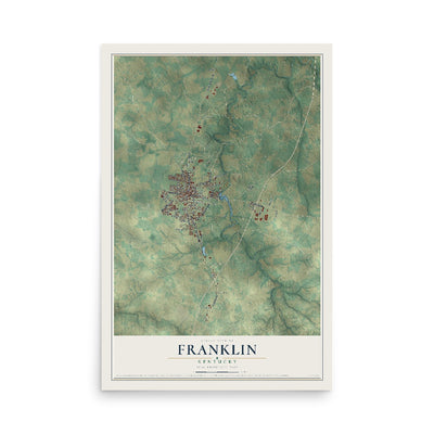 Map of Franklin, Kentucky, 12 x 18 inch unframed archival matte print