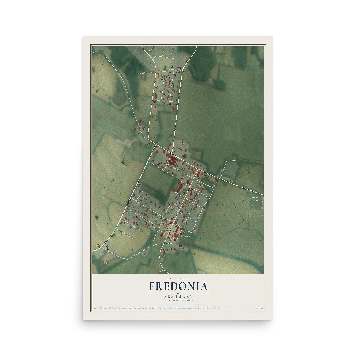 Map of Fredonia, Kentucky, 12 x 18 inch unframed archival matte print